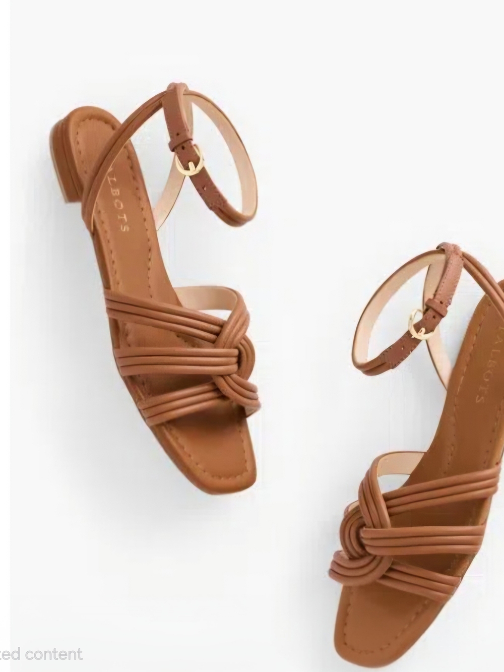 Talbots Cognac Knotted Strappy Ankle Strap Sandals
